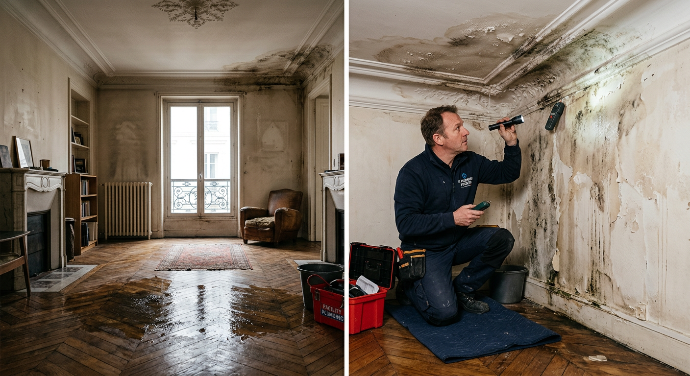 Intervention urgente dégât des eaux dans un appartement à Saint-Denis